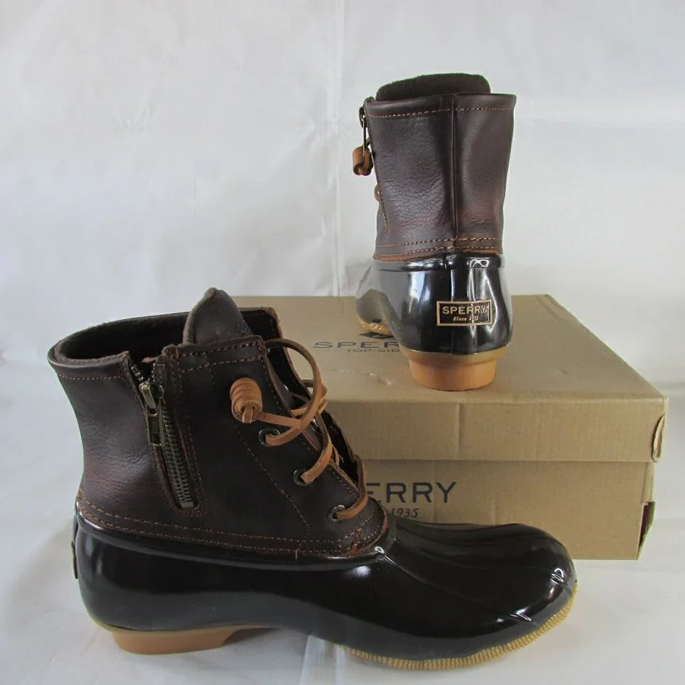 NEW Women's 7.5W Sperry Saltwater Snow Duck Boot - Tan/Dark Brown